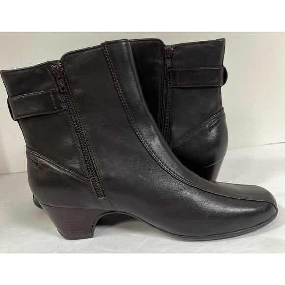 Clarks‎ Artisan Dara Side Zip Brown Leather Ankle Booties 85961 Woman's Size 11M - Picture 3 of 9